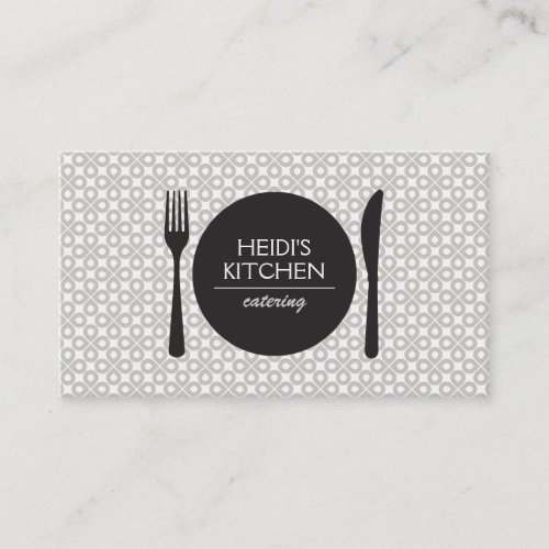 MODERN FORK KNIFE PLATE LOGO on CLOVER PATTERN Business Card