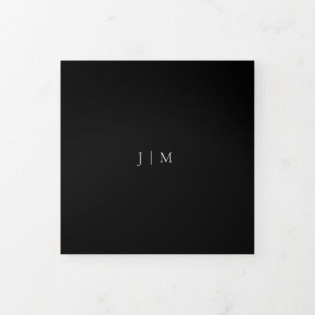Modern Formal Black Simple Wedding Tri-Fold Card
