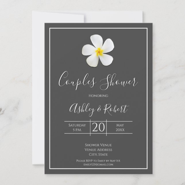 Modern Formal Classic, White on Dark Gray, Couples Invitation (Front)