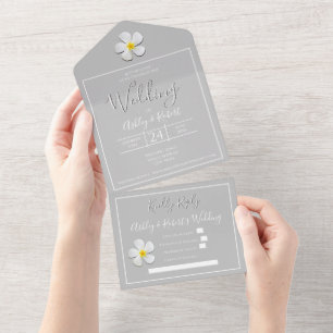 Modern Formal Classic, White on Light Gray Wedding All In One Invitation