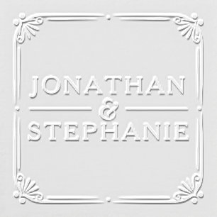 Modern Formal Deco Style Border Couple's Names Embosser