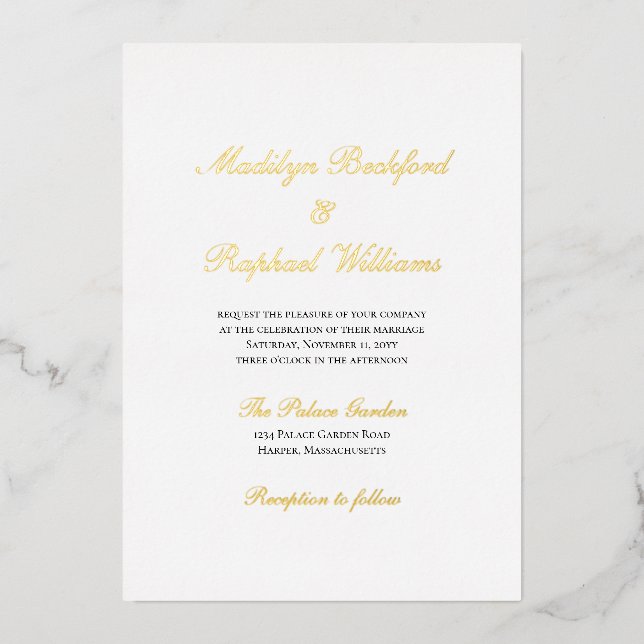 Modern Formal Elegance Wedding Foil Invitation (Front)