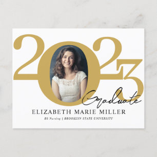 Modern Formal Grad Class of 2023 Photo Graduation Announcement Postcard