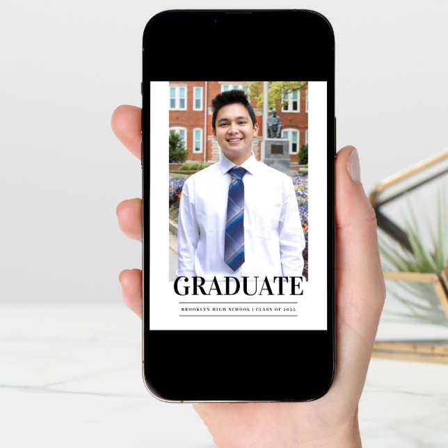 Modern Formal GRADUATE Grad Cap Photo Graduation Announcement (Front Digital)