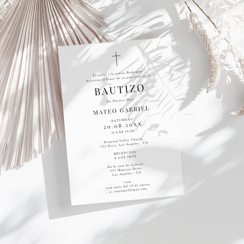 Modern Formal Invitacione De Bautizo Nio Nia  Invitation