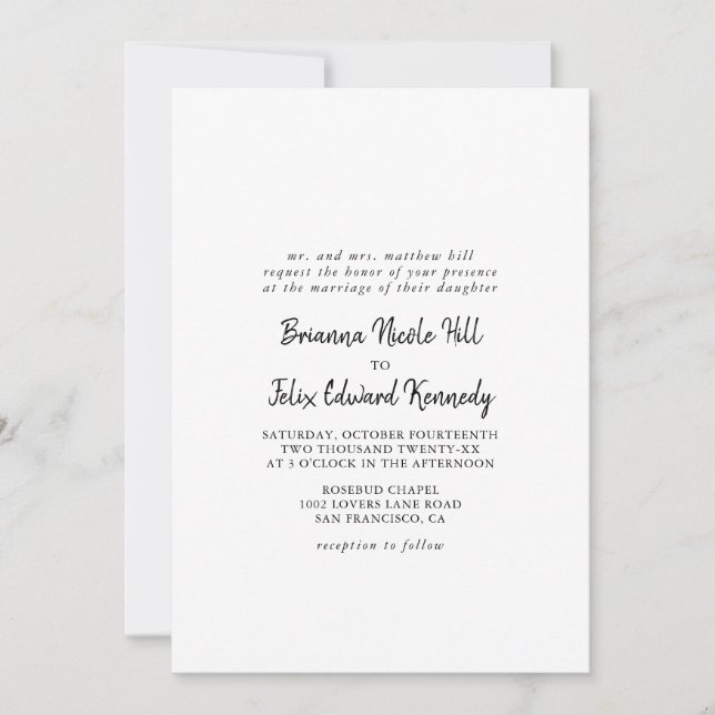 Modern Formal Wedding Invitation (Front)