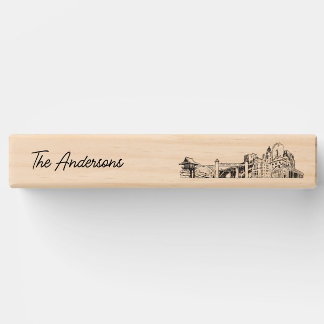 Modern Fort Worth Wedding Guestbook Lawn Game Topple Tower (Front)
