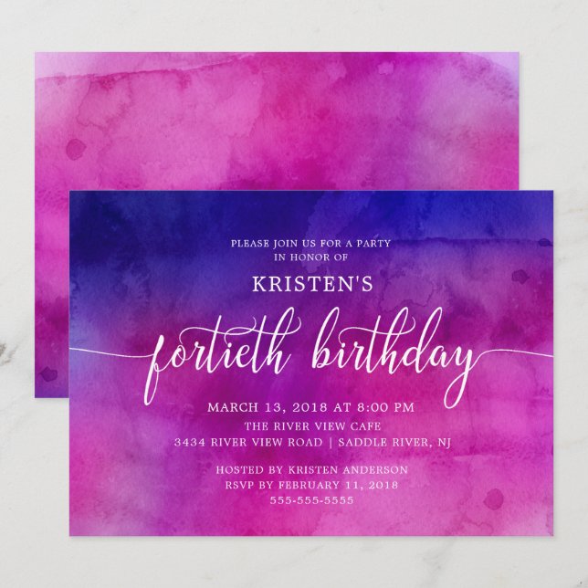 Modern Fortieth Birthday Party Invitation (Front/Back)