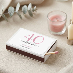 Modern Forty and Fabulous Name 40th Birthday Party Matchboxes