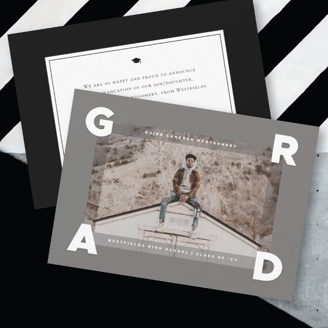 Modern Four Corners GRAD Simple Photo Graduation Announcement ( Modern Four Corners GRAD Simple Photo Modern Graduation Announcement @ zazzle.com/color_therapy)