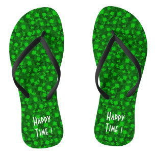 Modern Four Leaf Clover Floral Flip Flops