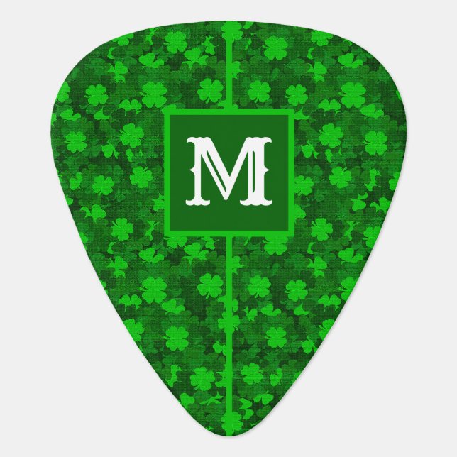 Modern Four Leaf Clover Floral Guitar Pick (Front)