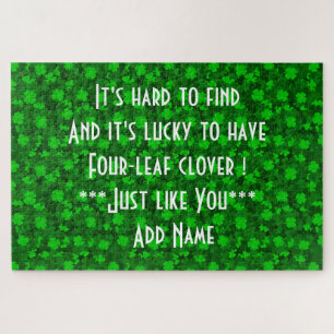 Modern Four Leaf Clover Floral Jigsaw Puzzle