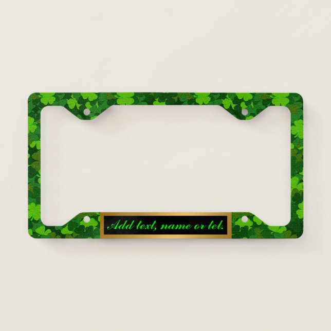 Modern Four Leaf Clover Floral License Plate Frame (Front)