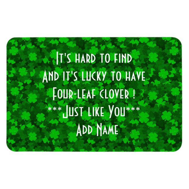 Modern Four Leaf Clover Floral Magnet (Horizontal)