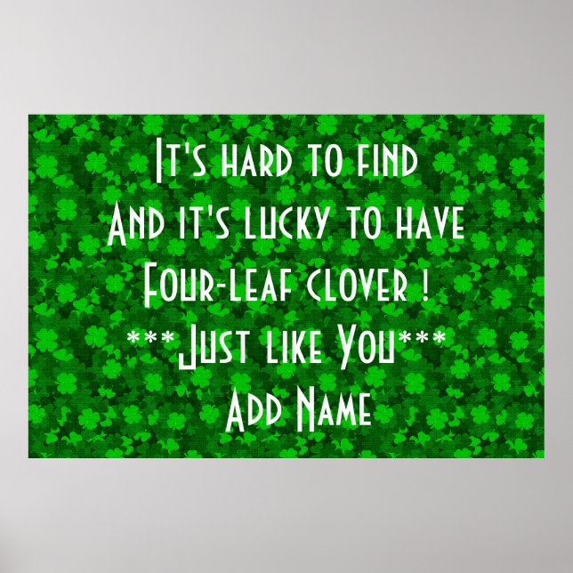 Modern Four Leaf Clover Floral Poster (Front)