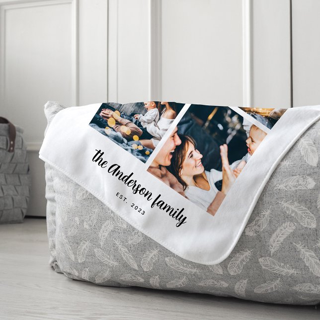 Modern Four Photo Collage Fleece Blanket (Creator Uploaded)