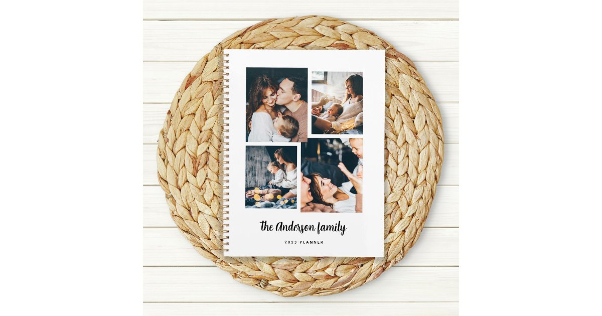 Modern Four Photo Collage Planner | Zazzle