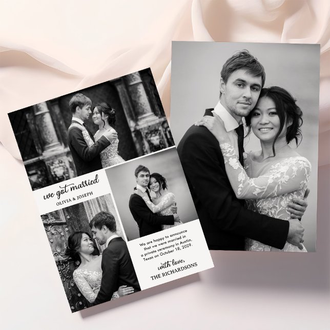 Modern Four Photo Elopement Announcement (Creator Uploaded)