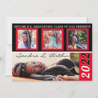 Modern Four Photo Slots Graduation Announcements