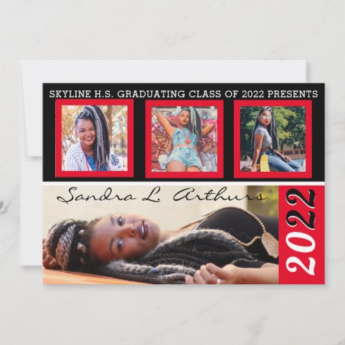 Modern Four Photo Slots Graduation Announcements