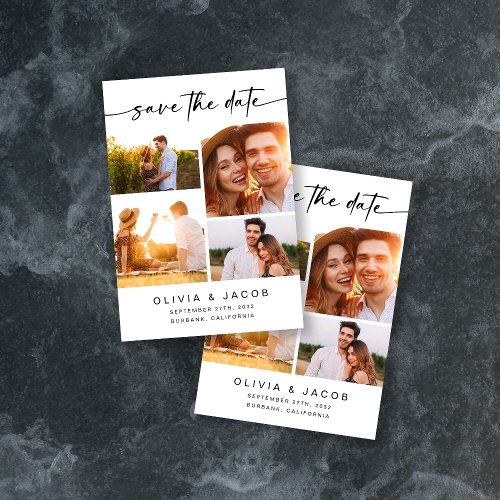 Modern Four Photo Wedding  Save The Date