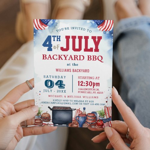 Modern Fourth of July Backyard BBQ I BBQ Theme Invitation