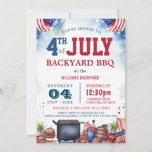Modern Fourth of July Backyard BBQ I BBQ Theme Invitation