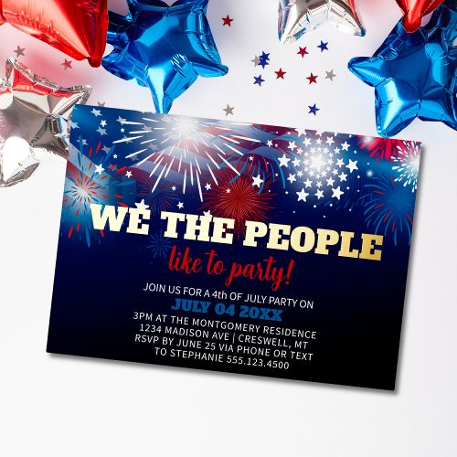 Modern Fourth of July Party Patriotic Foil Invitation