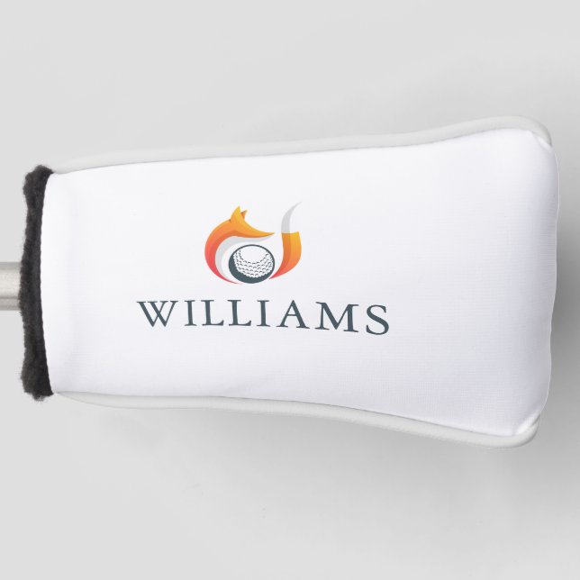 Modern Fox And Ball Golf Personalized Name Head Cover (Front)
