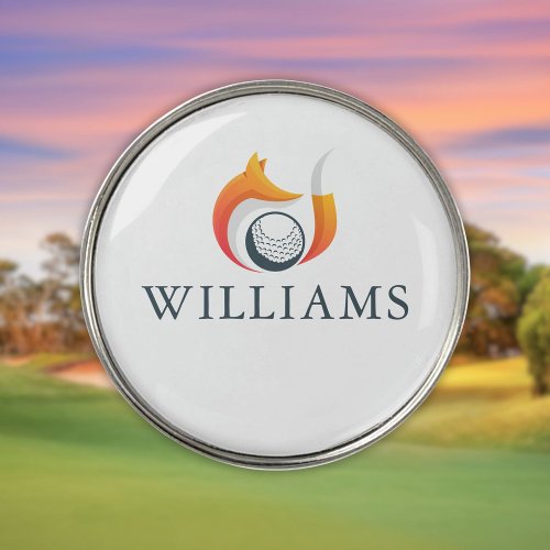 Modern Fox And Ball Personalized Name Golf Ball Marker