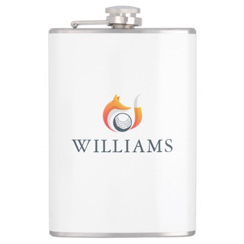 Modern Fox And Golf Ball Personalized Name Flask