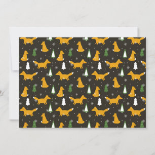 Modern Fox and Pine Tree Holiday Card