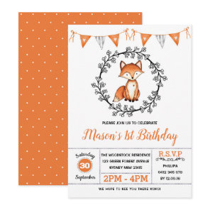 Modern Fox Birthday Party / Woodland Animal Invitation