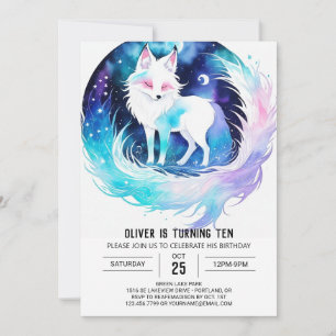 Modern Fox Woodland Birthday Invitation