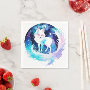 Modern Fox Woodland Birthday Napkins