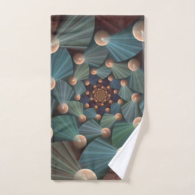 Modern Fractal Art With Depth, Brown, Slate, Blue Hand Towel (Hand Towel)
