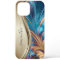 Modern Fractal Blue Gold Handwritten Name