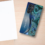 Modern Fractal Blue Handwritten Name  Samsung Galaxy S22 Ultra Case<br><div class="desc">This design is also available on other phone models. Choose Device Type to see other iPhone, Samsung Galaxy or Google cases. Some styles may be changed by selecting Style if that is an option. This design may be personalized in the area provided by changing the photo and/or text. Or it...</div>