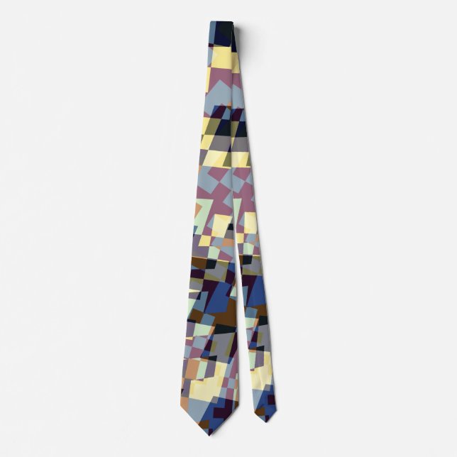 Modern Fractal Geometric Terrazzo Style Pattern Neck Tie (Front)