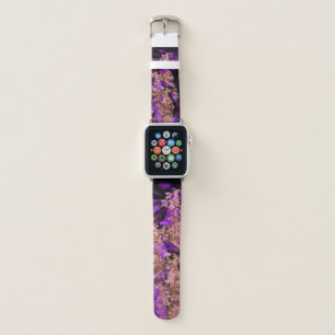 Modern fractal in black and purple apple watch band