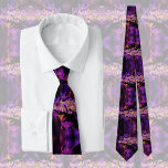 Modern fractal in black and purple, cool  neck tie<br><div class="desc">This neck tie features a unique purple fractal leaf design - modern art! Chic neck tie for him.</div>