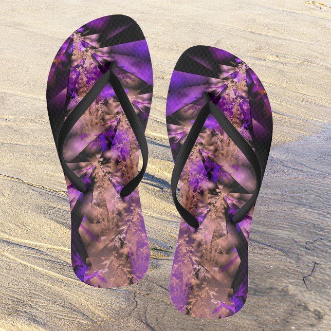 Modern fractal in black and purple flip flops (Creator Uploaded)