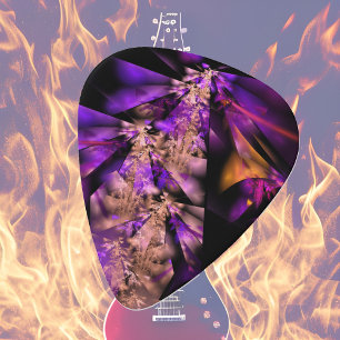 Modern fractal in black and purple guitar pick