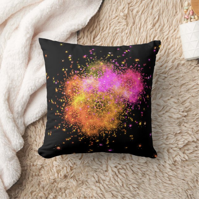 Modern fractal in pink and black throw pillow (Blanket)