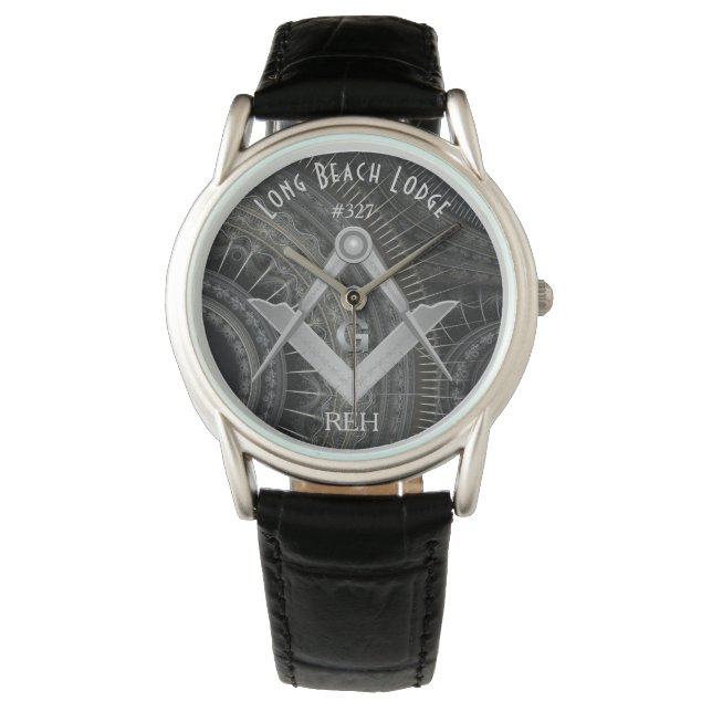 Modern Fractal Masonic Monogrammed Watch (Front)