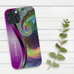 Modern Fractal Purple Handwritten Name Case-Mate iPhone 14 Case<br><div class="desc">This design is also available on other phone models. Choose Device Type to see other iPhone, Samsung Galaxy or Google cases. Some styles may be changed by selecting Style if that is an option. This design may be personalized in the area provided by changing the photo and/or text. Or it...</div>