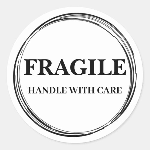 Modern Fragile Label Round Sticker