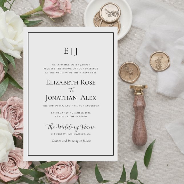 modern frame black and white wedding invitation (Creator Uploaded)