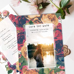 Modern Frame Boho Antique Roses Editable Photo Save The Date<br><div class="desc">Part of a large collection -</div>